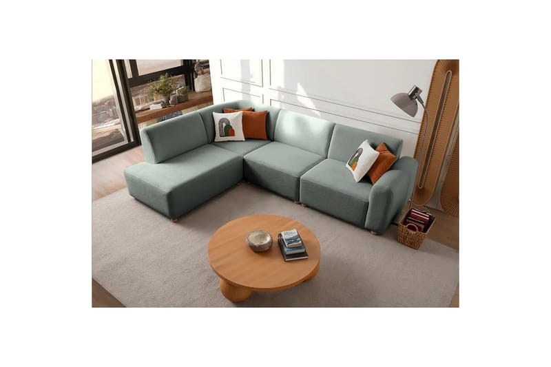 Rynvar Sofa med sjeselong 4-seter - Grønn - Møbler - Sofaer - Sofa med sjeselong