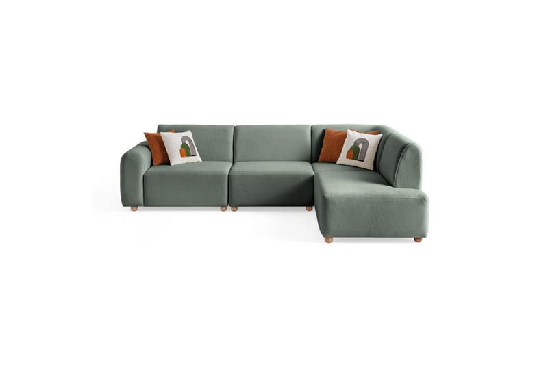 Rynvar Sofa med sjeselong 4-seter, Grønn