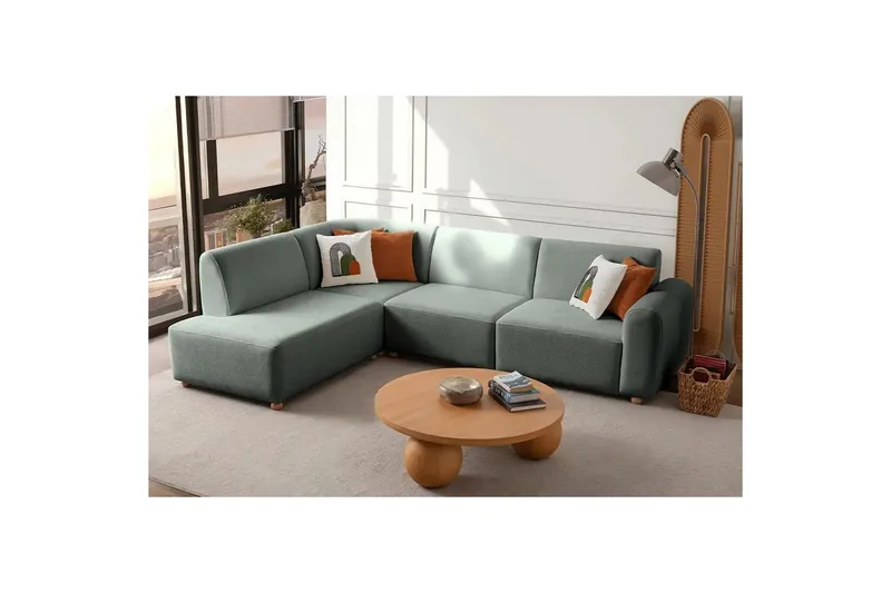 Rynvar Sofa med sjeselong 4-seter - Grønn - Møbler - Sofaer - Sofa med sjeselong