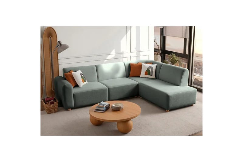 Rynvar Sofa med sjeselong 4-seter - Grønn - Møbler - Sofaer - Sofa med sjeselong