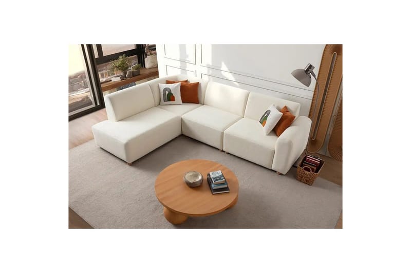 Rynvar Sofa med sjeselong 4-seter - Hvit - Møbler - Sofaer - Sofa med sjeselong