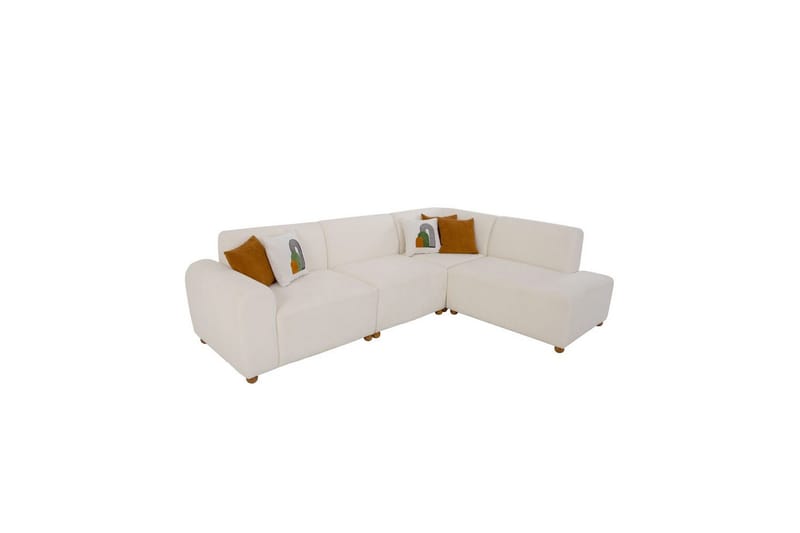 Rynvar Sofa med sjeselong 4-seter - Hvit - Møbler - Sofaer - Modulsofaer - Komplett modulsofa