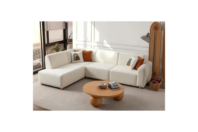 Rynvar Sofa med sjeselong 4-seter - Hvit - M øbler - Sofaer - Modulsofaer - Komplett modulsofa