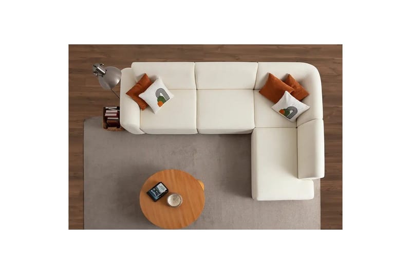 Rynvar Sofa med sjeselong 4-seter - Hvit - Møbler - Sofaer - Sofa med sjeselong