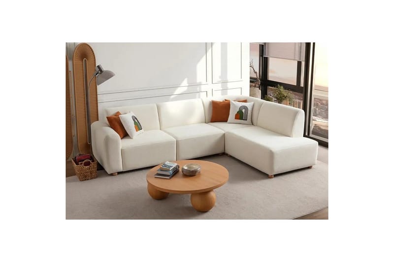 Rynvar Sofa med sjeselong 4-seter - Hvit - Møbler - Sofaer - Sofa med sjeselong