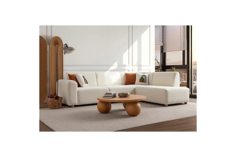 Rynvar Sofa med sjeselong 4-seter - Hvit - Møbler - Sofaer - Sofa med sjeselong