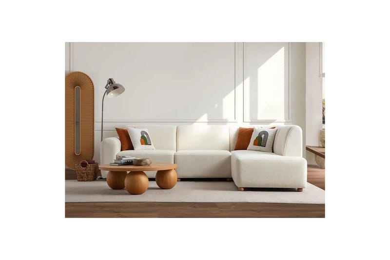 Rynvar Sofa med sjeselong 4-seter - Hvit - Møbler - Sofaer - Sofa med sjeselong