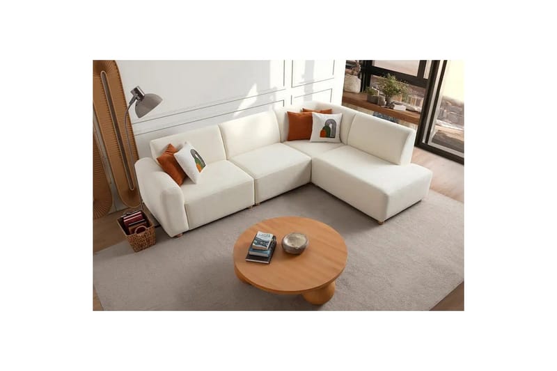 Rynvar Sofa med sjeselong 4-seter - Hvit - Møbler - Sofaer - Sofa med sjeselong