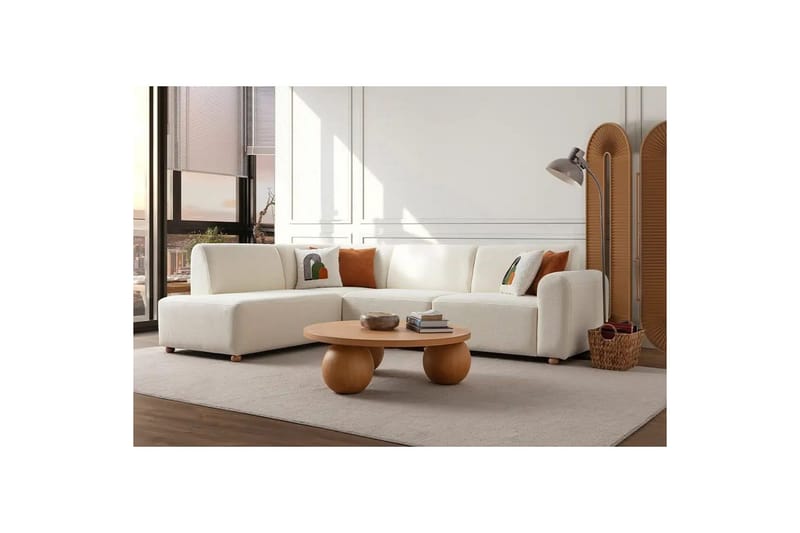 Rynvar Sofa med sjeselong 4-seter - Hvit - Møbler - Sofaer - Sofa med sjeselong