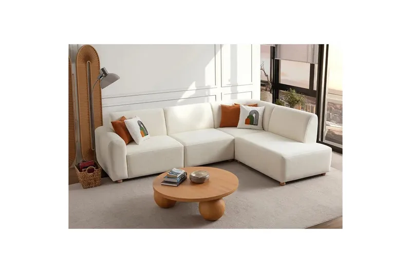 Rynvar Sofa med sjeselong 4-seter - Hvit - Møbler - Sofaer - Sofa med sjeselong