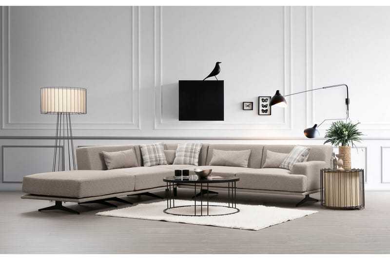 Sanroman Divansofa - Beige - Møbler - Sofaer - Sofa med sjeselong