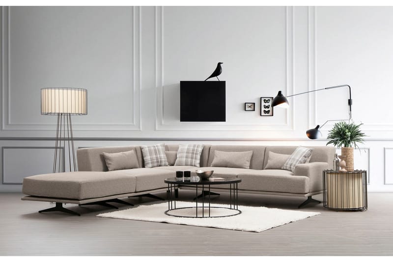 Sanroman Divansofa - Beige - Møbler - Sofaer - Sofa med sjeselong