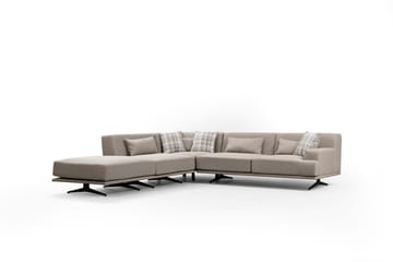 Sanroman Venstrevendt L-formet Sofa med Sjeselong 302 cm i Stoff - Beige - Møbler - Sofaer - Sofa med sjeselong