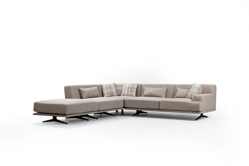 Sanroman Venstrevendt L-formet Sofa med Sjeselong 302 cm i Stoff - Beige - Møbler - Sofaer - Sofa med sjeselong