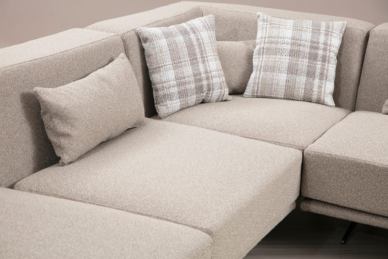 Sanroman Venstrevendt L-formet Sofa med Sjeselong 302 cm i Stoff - Beige - Møbler - Sofaer - Sofa med sjeselong