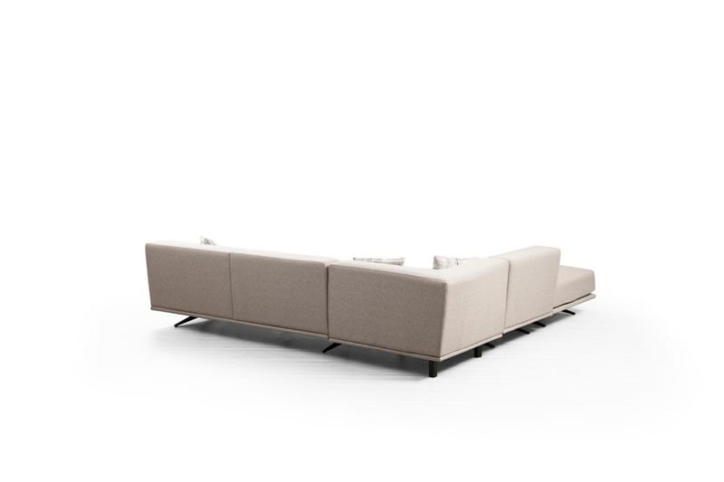 Sanroman Venstrevendt L-formet Sofa med Sjeselong 302 cm i Stoff - Beige - Møbler - Sofaer - Sofa med sjeselong