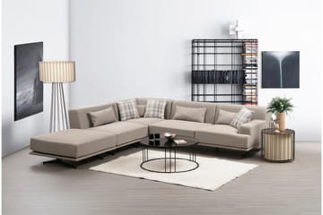 Sanroman Venstrevendt L-formet Sofa med Sjeselong 302 cm i Stoff - Beige - Møbler - Sofaer - Sofa med sjeselong