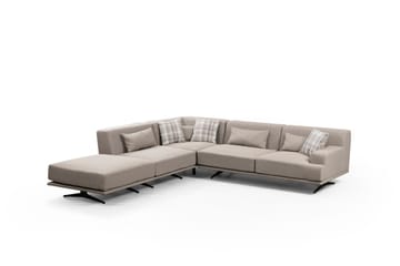 Sanroman Venstrevendt L-formet Sofa med Sjeselong 302 cm i Stoff - Beige - Møbler - Sofaer - Sofa med sjeselong