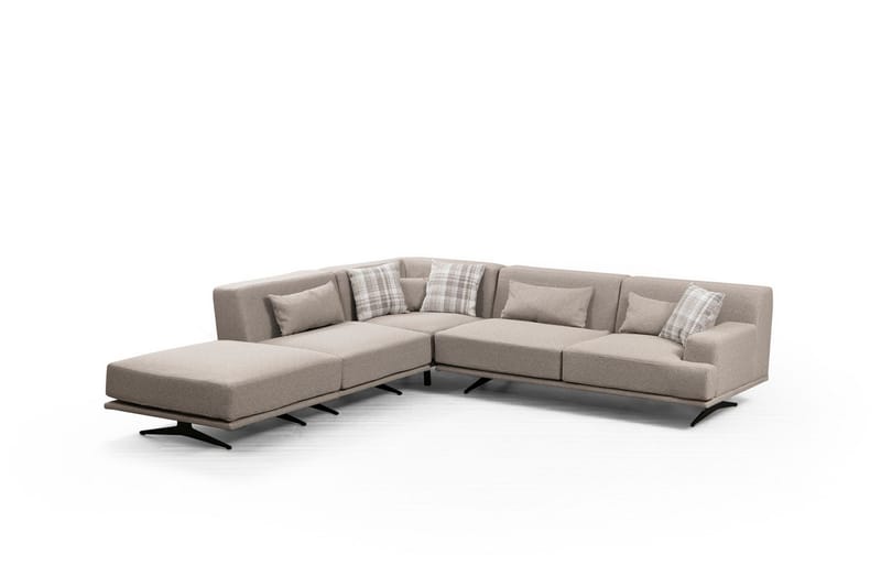 Sanroman Venstrevendt L-formet Sofa med Sjeselong 302 cm i Stoff - Beige - Møbler - Sofaer - Sofa med sjeselong