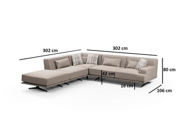 Sanroman Venstrevendt L-formet Sofa med Sjeselong 302 cm i Stoff - Beige - Møbler - Sofaer - Sofa med sjeselong