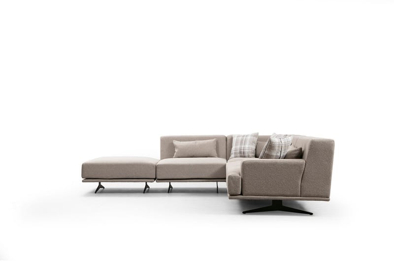 Sanroman Venstrevendt L-formet Sofa med Sjeselong 302 cm i Stoff - Beige - Møbler - Sofaer - Sofa med sjeselong