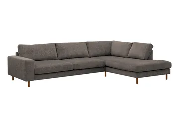 Scandi Dyp 4-seters sofa med sjeselong høyre i chenille - Grå - Møbler - Sofaer - Sofa med sjeselong