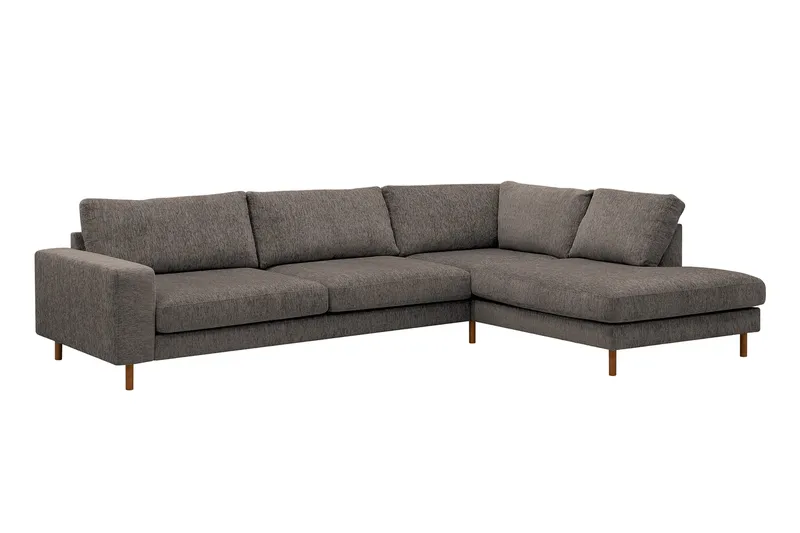 Scandi Dyp 4-seters sofa med sjeselong høyre i chenille - Grå - Møbler - Sofaer - Sofa med sjeselong