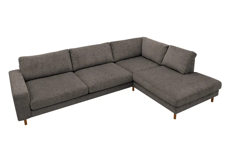 Scandi Dyp 4-seters sofa med sjeselong høyre i chenille - Grå - Møbler - Sofaer - Sofa med sjeselong