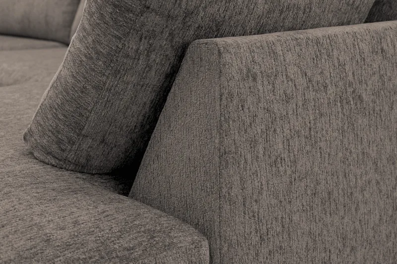 Scandi Dyp 4-seters sofa med sjeselong høyre i chenille - Grå - Møbler - Sofaer - Sofa med sjeselong