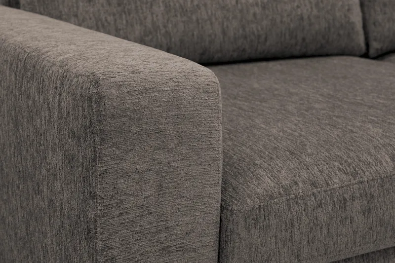 Scandi Dyp 4-seters sofa med sjeselong høyre i chenille - Grå - Møbler - Sofaer - Sofa med sjeselong