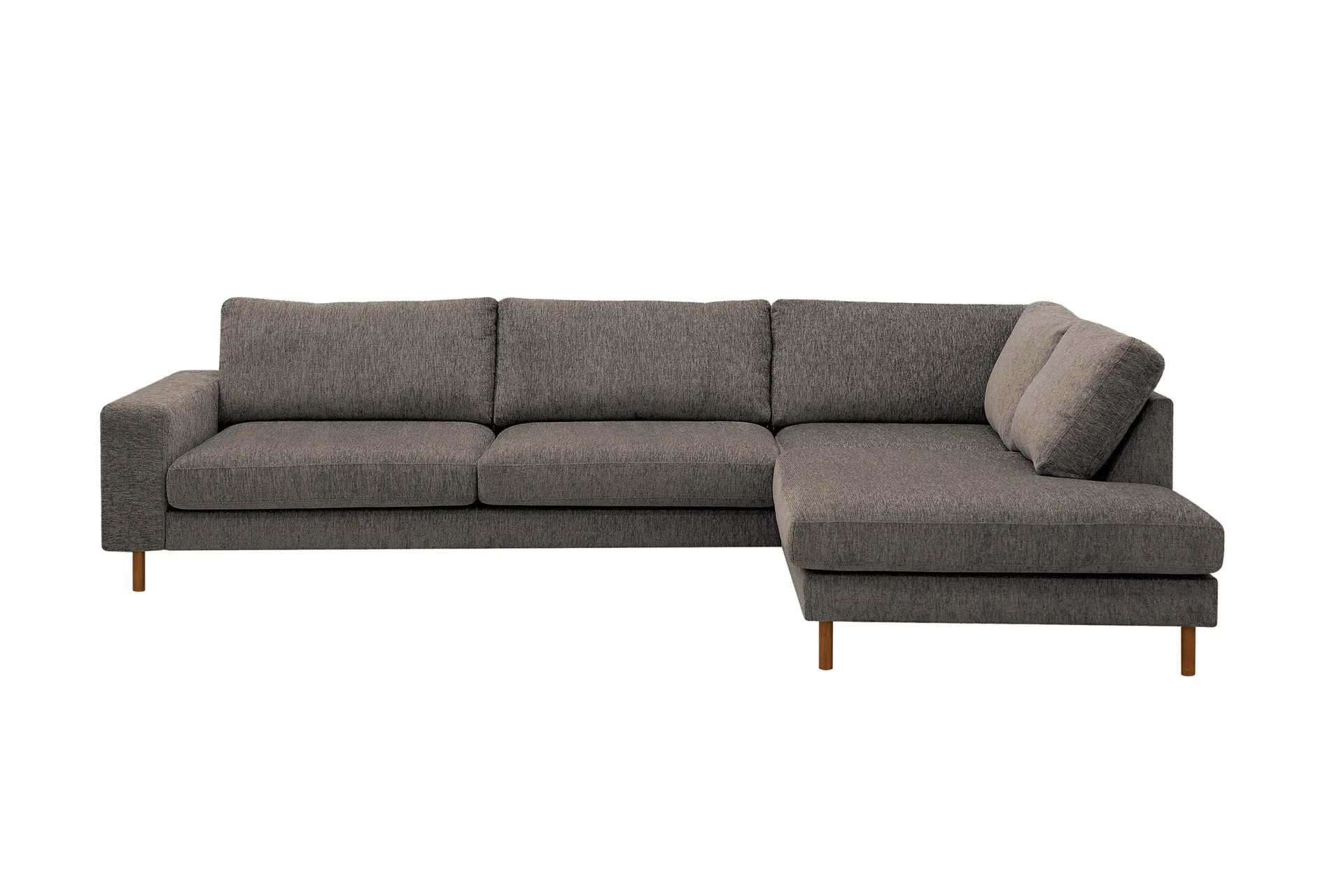 Scandi Dyp 4-seters sofa med sjeselong høyre i chenille - Grå