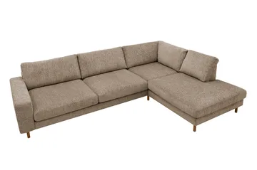 Scandi Dyp 4-seters sofa med sjeselong høyre i chenille - Mørk beige - Møbler - Sofaer - Sofa med sjeselong