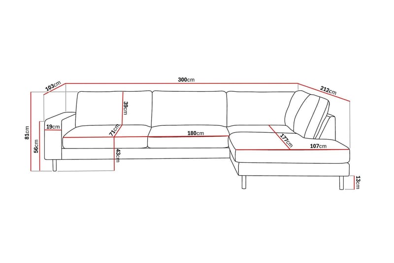 Scandi Dyp 4-seters sofa med sjeselong høyre i chenille - Mørk beige - Møbler - Sofaer - Sofa med sjeselong