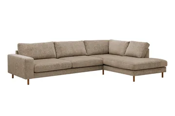 Scandi Dyp 4-seters sofa med sjeselong høyre i chenille - Mørk beige - Møbler - Sofaer - Sofa med sjeselong