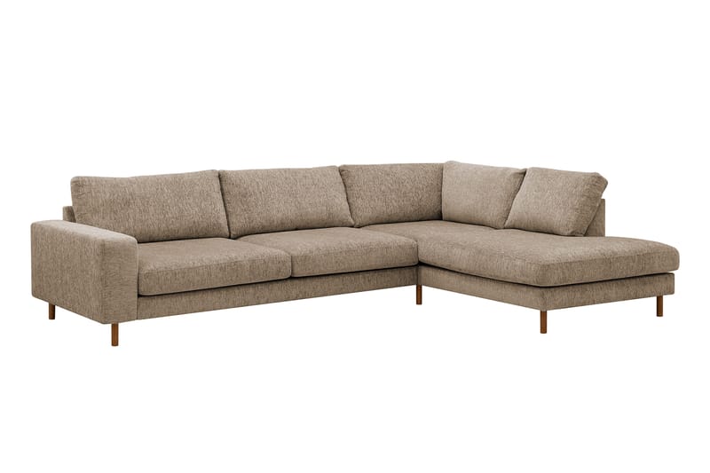 Scandi Dyp 4-seters sofa med sjeselong høyre i chenille - Mørk beige - Møbler - Sofaer - Sofa med sjeselong