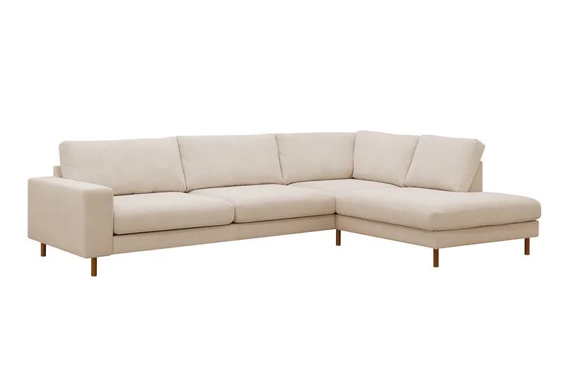 Scandi Dyp 4-seters sofa med sjeselong høyre i Kordfløyel - Beige - Møbler - Sofaer - Sofa med sjeselong