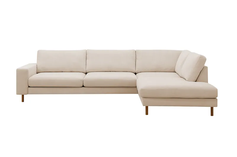 Scandi Dyp 4-seters sofa med sjeselong høyre i Kordfløyel, Beige