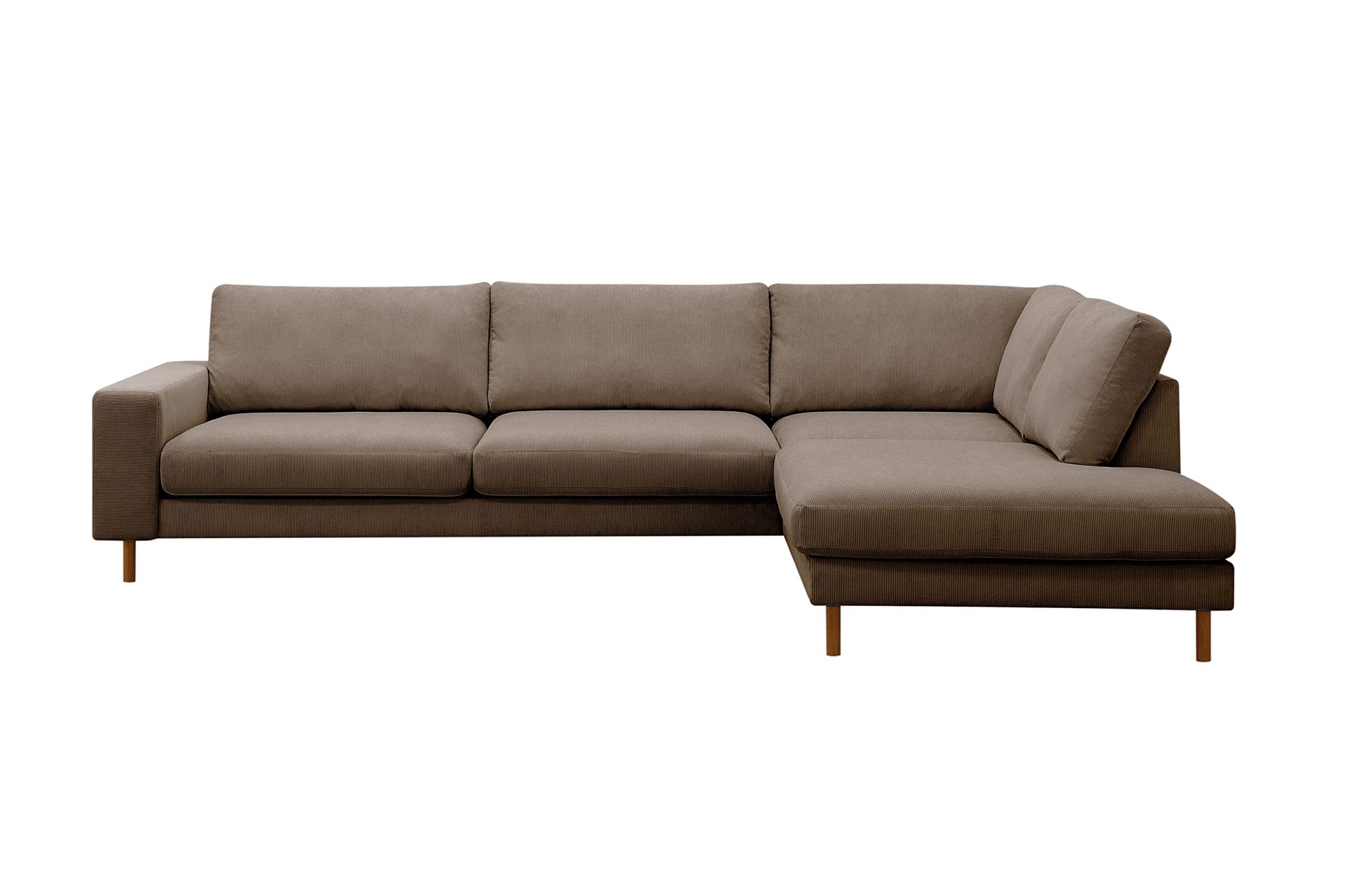 Scandi Dyp 4-seters sofa med sjeselong høyre i Kordfløyel - Brun