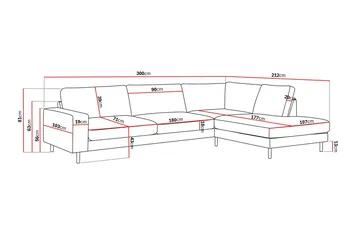 Scandi Dyp 4-seters sofa med sjeselong høyre i stoff - Beige - Møbler - Sofaer - Sofa med sjeselong