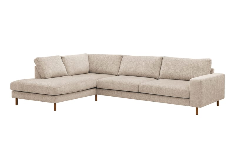 Scandi Dyp 4-seters sofa med sjeselong venstre i chenille - Beige - Møbler - Sofaer - Sofa med sjeselong
