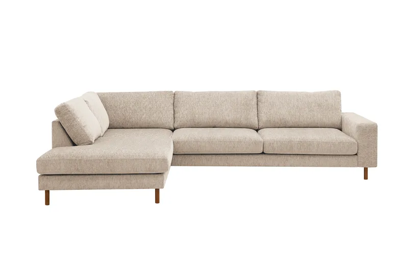 Scandi Dyp 4-seters sofa med sjeselong venstre i chenille, Beige