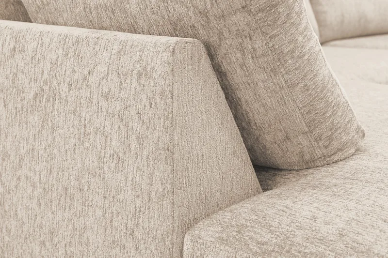 Scandi Dyp 4-seters sofa med sjeselong venstre i chenille - Beige - Møbler - Sofaer - Sofa med sjeselong