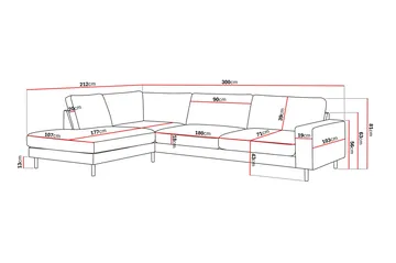 Scandi Dyp 4-seters sofa med sjeselong venstre i chenille - Beige - Møbler - Sofaer - Sofa med sjeselong