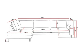 Scandi Dyp 4-seters sofa med sjeselong venstre i chenille - Beige - Møbler - Sofaer - Sofa med sjeselong