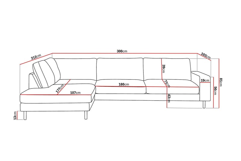 Scandi Dyp 4-seters sofa med sjeselong venstre i chenille - Beige - Møbler - Sofaer - Sofa med sjeselong