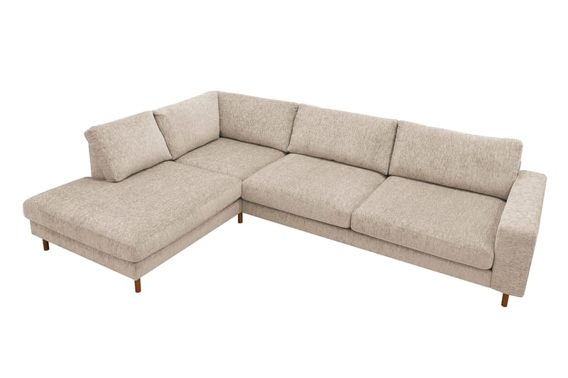 Scandi Dyp 4-seters sofa med sjeselong venstre i chenille - Beige - Møbler - Sofaer - Sofa med sjeselong