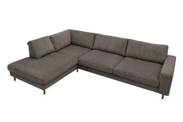 Scandi Dyp 4-seters sofa med sjeselong venstre i chenille - Grå - Møbler - Sofaer - Sofa med sjeselong