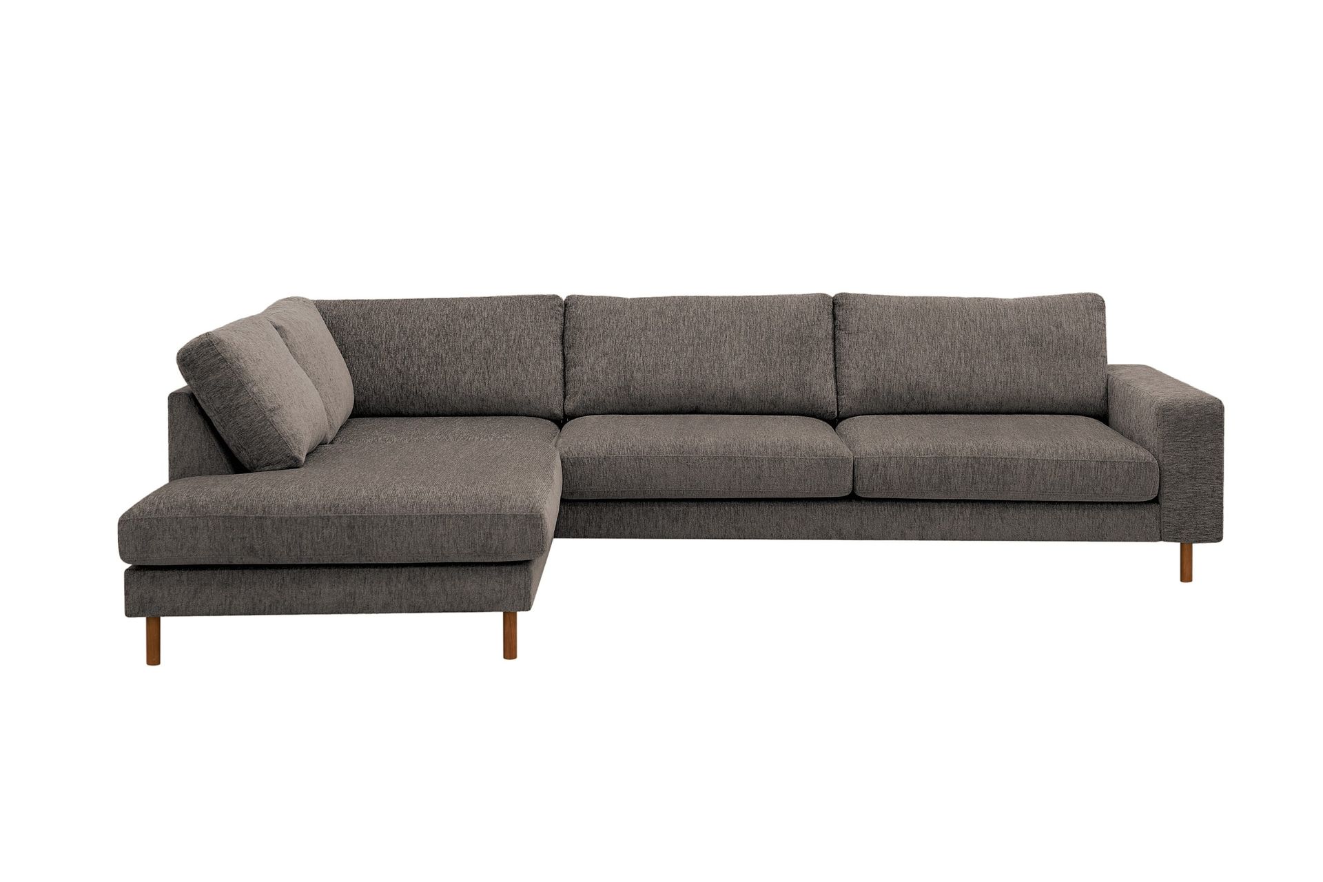 Scandi Dyp 4-seters sofa med sjeselong venstre i chenille - Grå