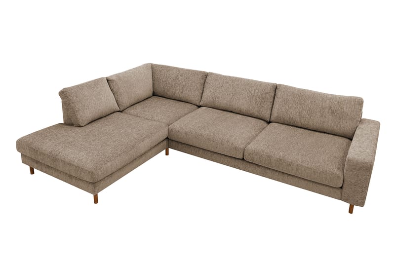Scandi Dyp 4-seters sofa med sjeselong venstre i chenille - Mørk beige - Møbler - Sofaer - Sofa med sjeselong