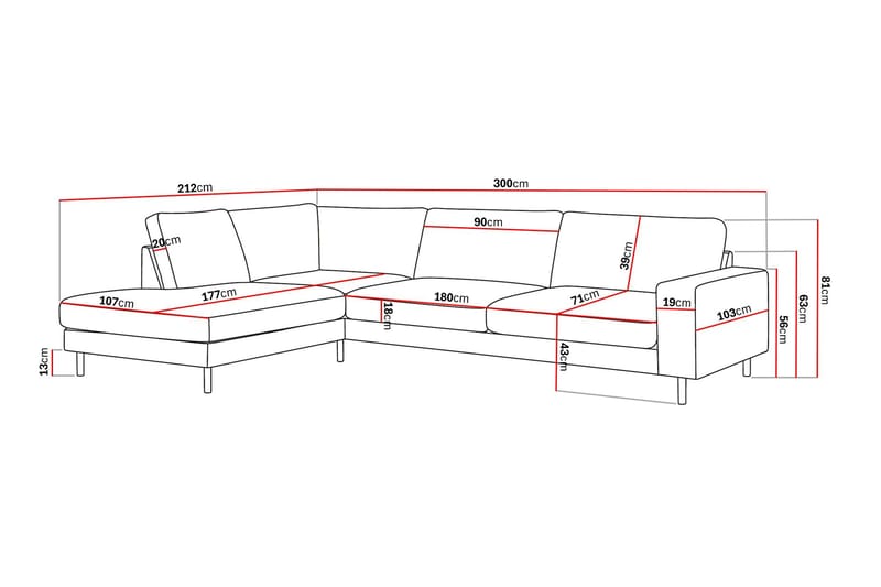 Scandi Dyp 4-seters sofa med sjeselong venstre i chenille - Mørk beige - Møbler - Sofaer - Sofa med sjeselong